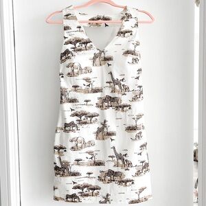 Banana Republic white cotton safari animal print mini dress